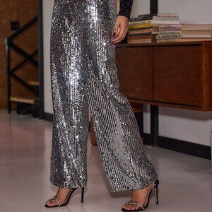 12th Tribe California Dreaming Silver Sequin Trousers Size SS